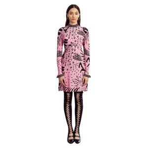 Temperley London | Dresses | Temperley London Runway Aline Mini Dress  Womens Uk 6 Pink Black Long Sleeve | Poshmark